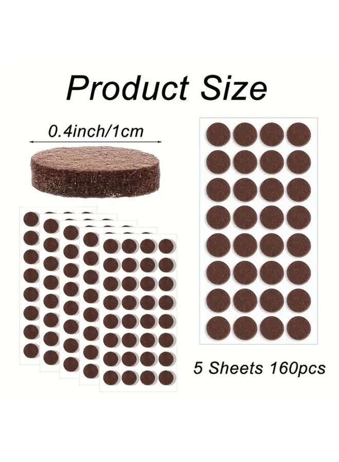 Beige 160pcs Self Adhesive Felt Pads Heavy Duty Furniture Protectors Non Slip Scratch Resistant - Image 3